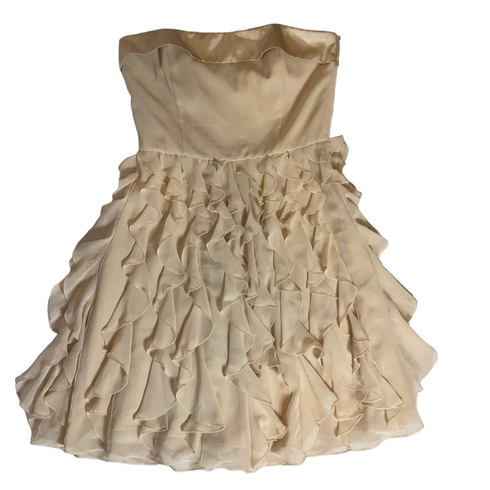 White House Black‎ Market Cream Strapless Ruffled Festival Dress Womens 10